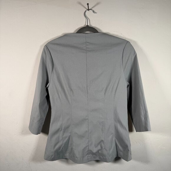 Porto Gray Stretch 3/4 Sleeve Two Patch Pocket Fitted Full Zip Jacket Size L - Picture 2 of 7